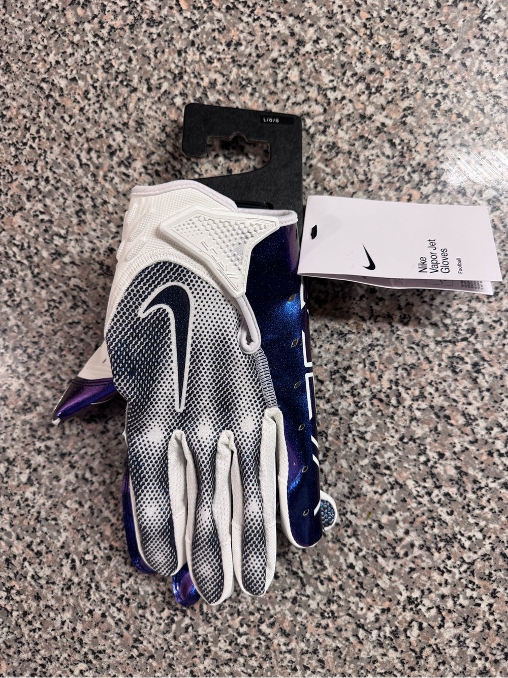 NIKE Vapor Jet 7.0 Receiver Football Gloves White Purple Iridescent - Size Large